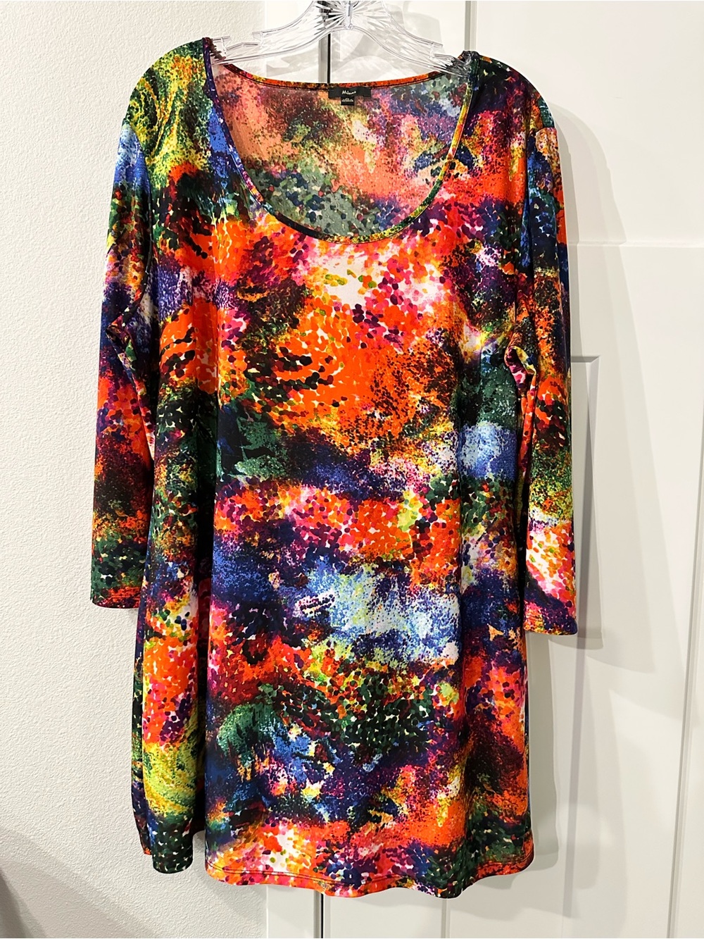 Milano Multicolor Abstract-Print Long Sleeve Dress Tunic size XL new